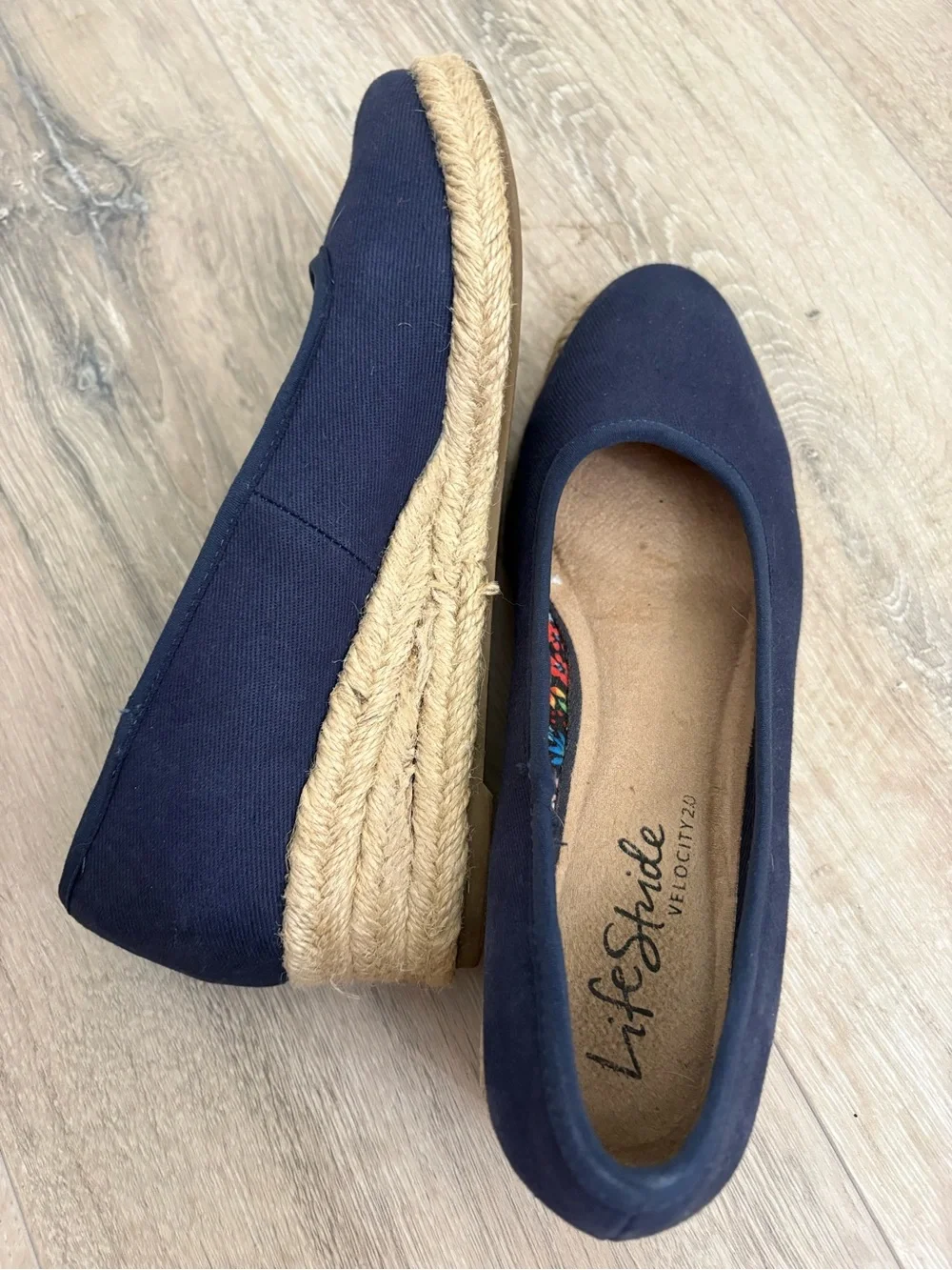 Life Stride Navy Canvas Wedge Espadrille